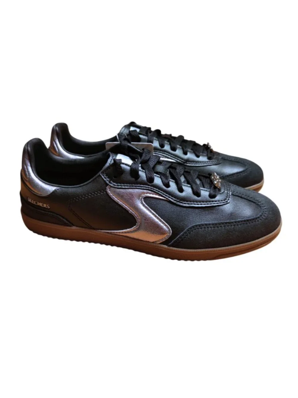 Skechers Women's Hotshot Cool Glow Black And Silver Shoes Size 8.5 185236/BKSL